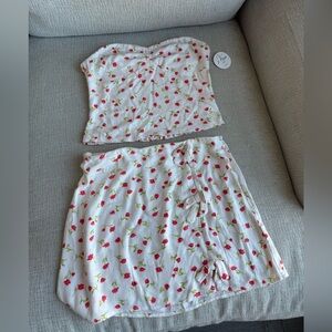 Sienna Sky White and Pink Floral Skirt Set